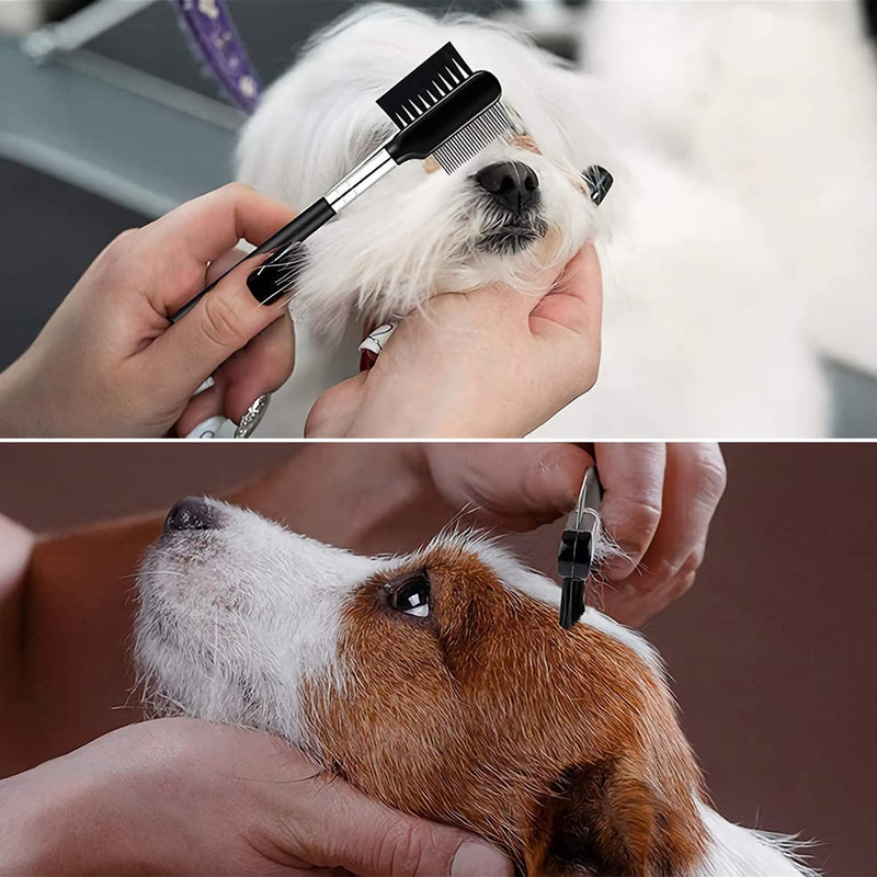 Pack of 2 Tear Stain Removal Comb YUTOU Double-Sided Dog Eye Comb Tear Stain Remover Comb Eyelash Brush Grooming Comb Dog Flea Combs for Small Cats Dogs Remove Crust and Mucus - PawsPlanet Australia