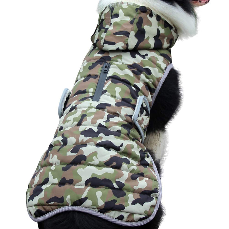 JoyDaog Fleece Dog Hoodie for Medium Dogs Warm Puppy Jacket for Cold Winter Waterproof Dog Coats with Hood,Green Camo M Green Camo - PawsPlanet Australia