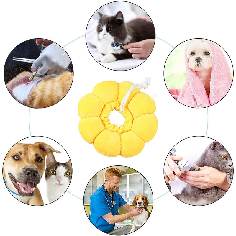 MHwan Cat Protective Collar, Adjustable Recovery Pets Collar, Soft Anti-Bite Collar for Dogs Cats, Pet Headgear for Anti-Bite Lick, Cat Recovery Collar After Surgery Yellow - PawsPlanet Australia