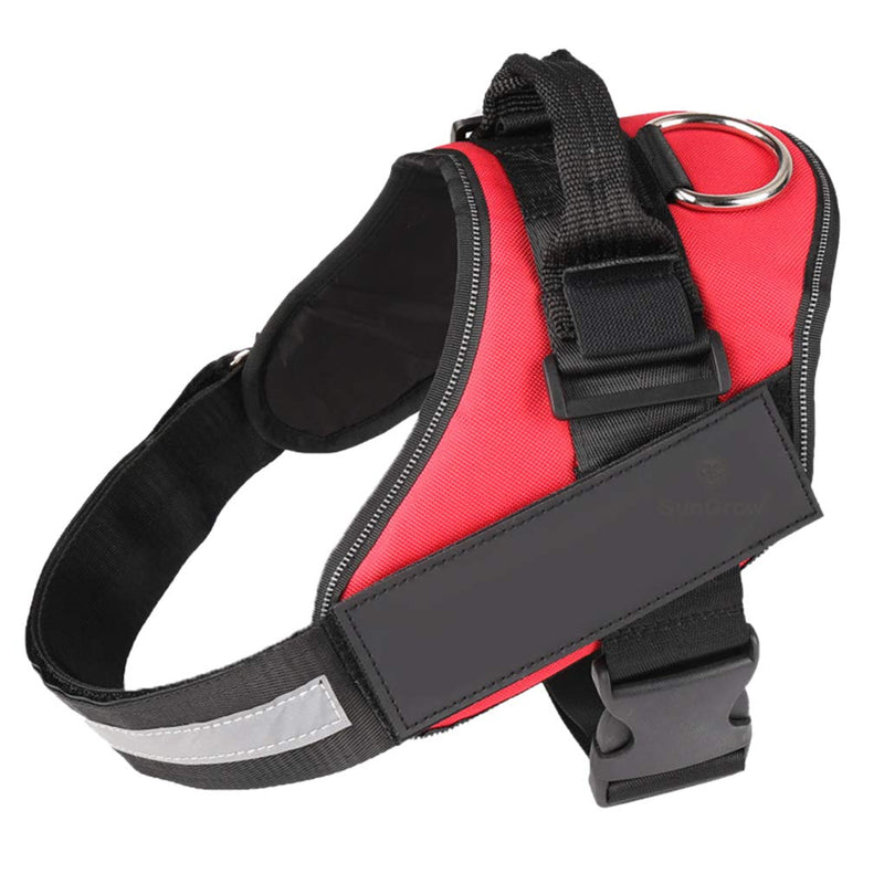 [Australia] - SunGrow Dog Harness and Leash, Adjustable from 25.6 to 31.5 Inches, Red Durable Nylon, No-Pull, Easy to Control Design, Securely Fits Medium and Large Breeds, Ideal for Collies and Huskies, 1 Set 