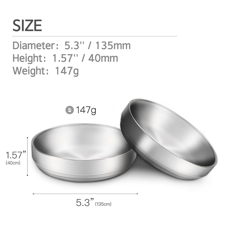 2x Stainless Steel Bowl Cat Bowl, 304 Material Cat Dish, Safe to Contact with Food, Drop-proof and Easy to Clean - PawsPlanet Australia