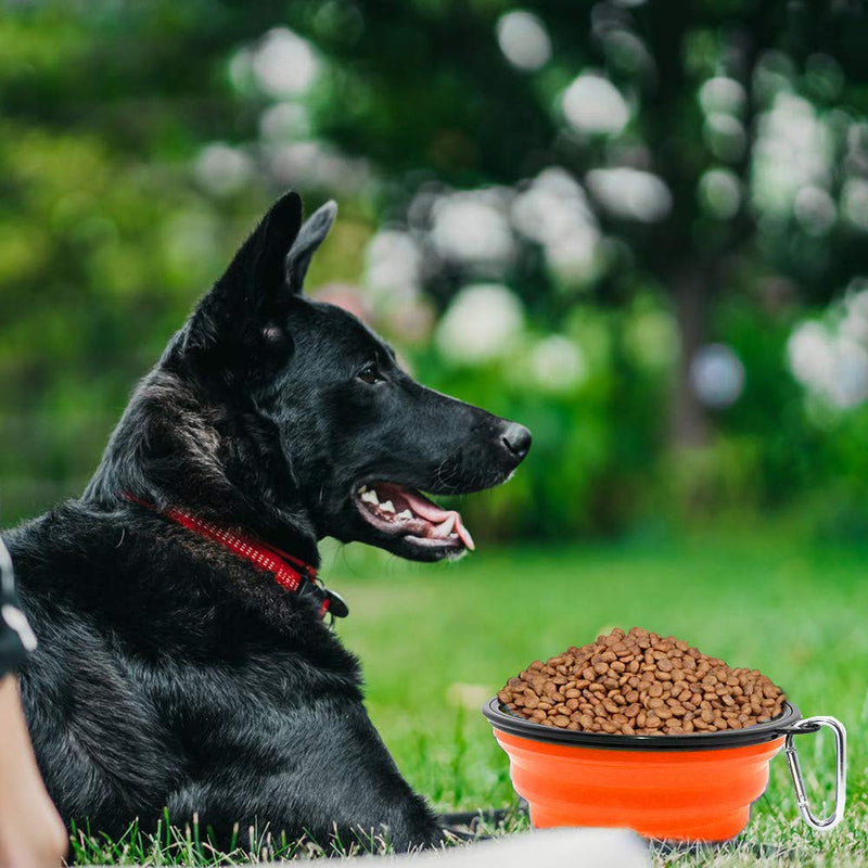 SLSON Collapsible Dog Bowl, 2 Pack Collapsible Dog Water Bowls for Cats Dogs, Portable Pet Feeding Watering Dish for Walking Parking Traveling with 2 Carabiners Large Orange+Pink - PawsPlanet Australia