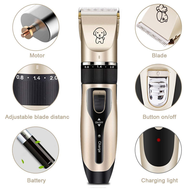 Aimtel Dog Clippers,Dog Grooming Clippers,Low Noise Pet Grooming Kit USB Rechargeable Pet Trimmer Kit Cordless Electric Clipper Shaver with Professional Hair Clipper Set for Dogs Cats Pets - PawsPlanet Australia