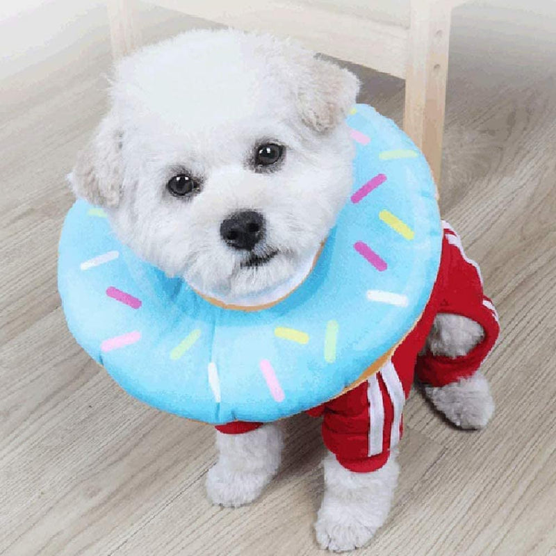 Pet Protective Collar,Adjustable Donut Cat Recovery Collars Cute Soft Cone,Pets Neck Elizabethan Collar Anti-Bite Lick Surgery Wound Healing for Cats Dogs(M) (blue) blue - PawsPlanet Australia