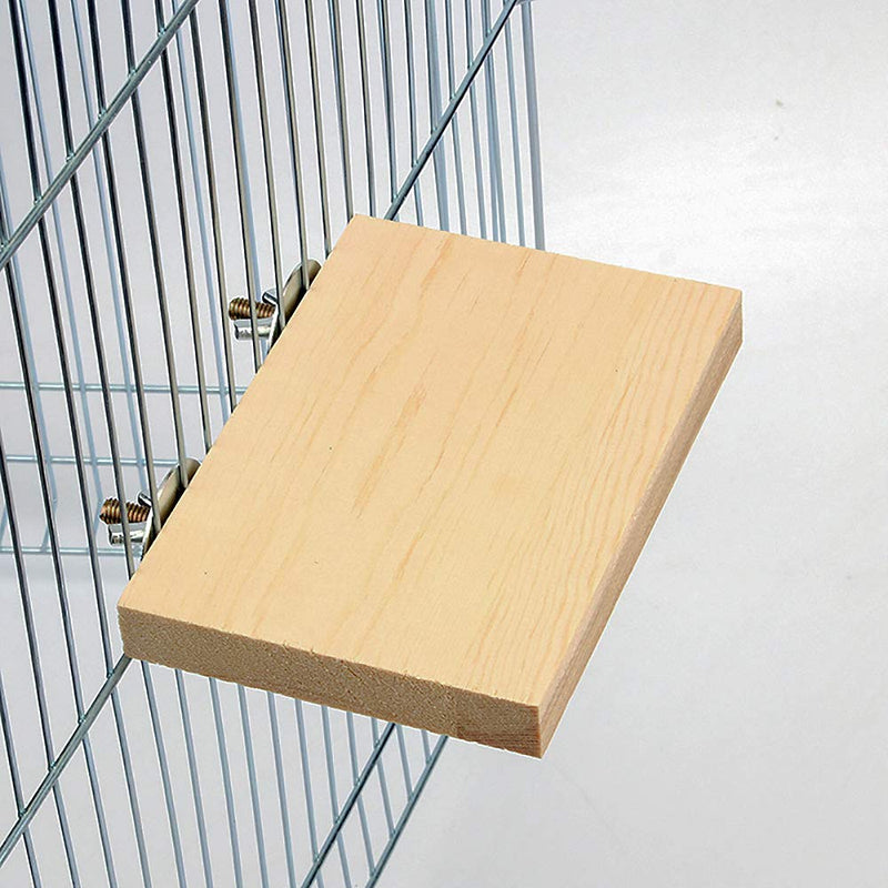 [Australia] - kathson Bird Wood Platform, 6.3" × 2.5" Parrot Perch Stand Rectangle Playground Cage Corner Shelf for Conures Budgies Parakeets Cockatiels Lovebirds 