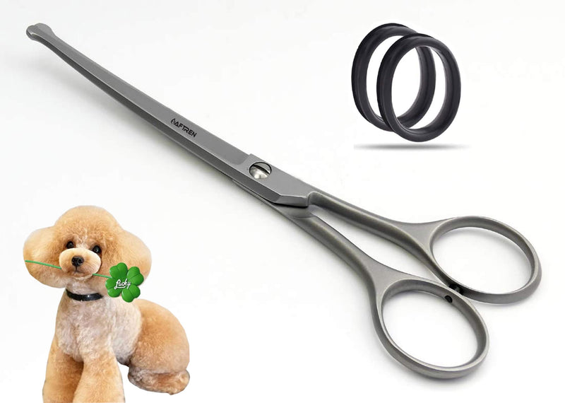 Pet Dog Grooming Trimmer Scissors Curved Hair Paw Scissors Round Tip Safety Scissors Stainless Steel for Dogs Cats (6.7 Inch) - PawsPlanet Australia