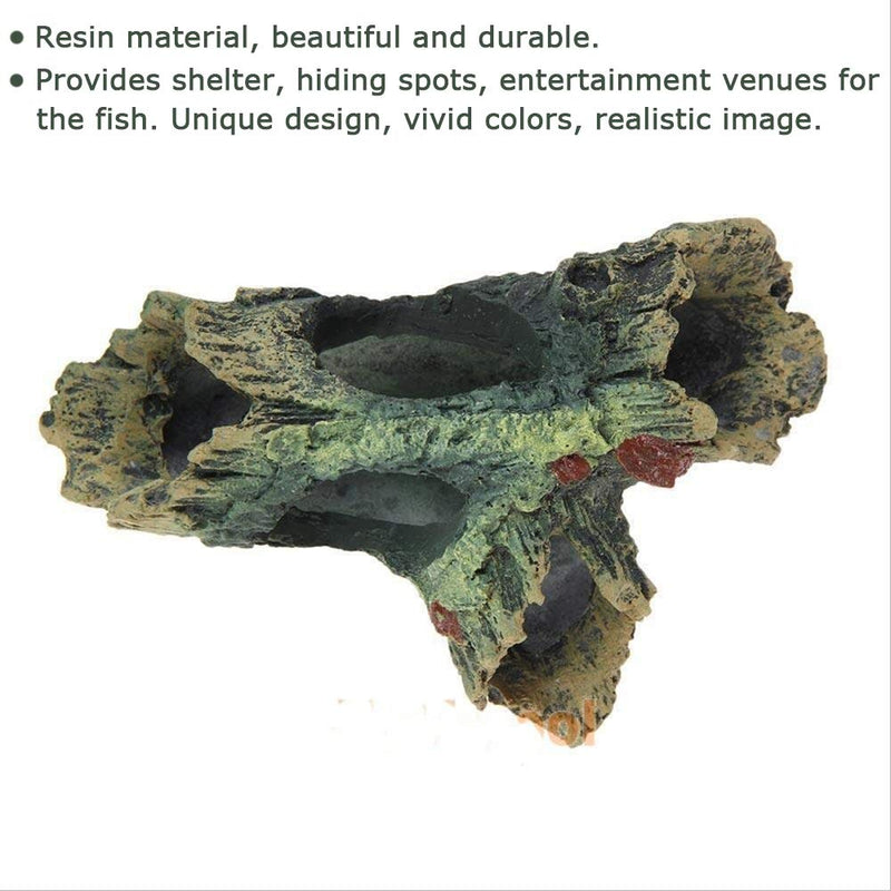 Tfwadmx Decaying Trunk Aquarium, Betta Fish Ornament, Freshwater Ornament - Small Resin Aquarium Decoration Log, 20 Gallon Fish Tank Wood with Holes & Aquarium Hideout Caves 2PCS - PawsPlanet Australia