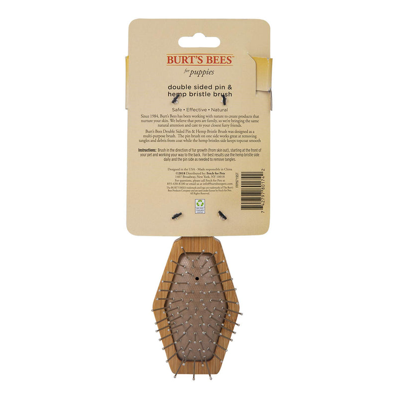Burt's Bees for Dogs Bamboo Dog Brush - Dog Brush Made from Bamboo & Recycled Material - Eliminates Knots, Tangles, and Mats in Dog Fur Small Double Sided Pin & Bristle Brush - PawsPlanet Australia