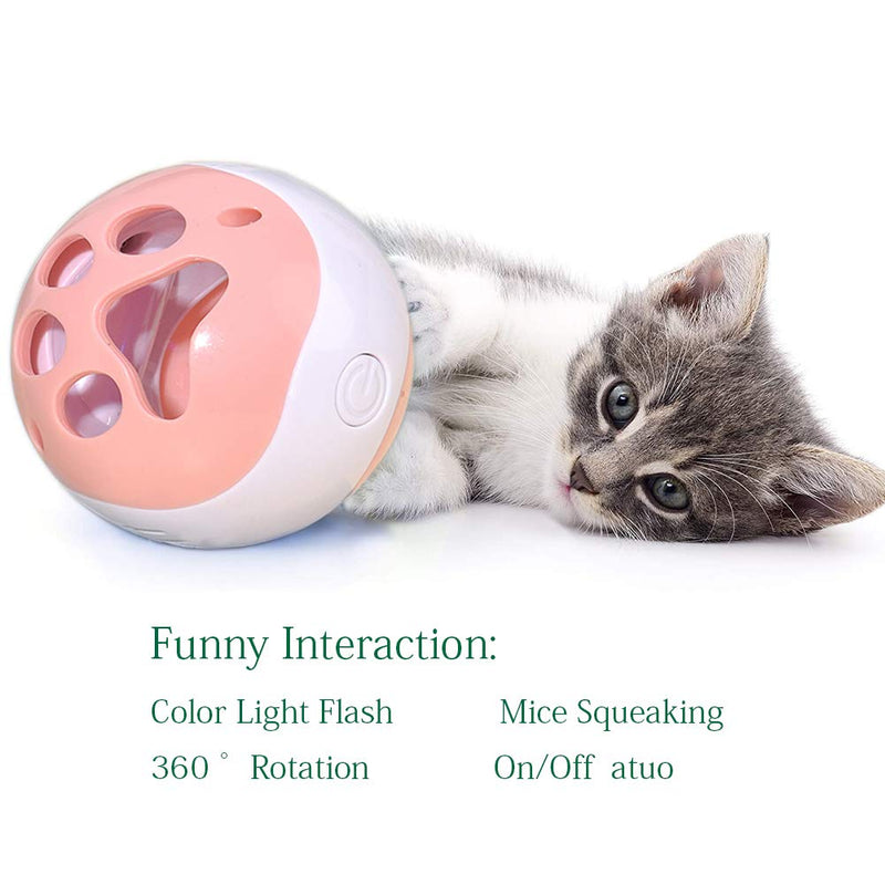 [Australia] - DAGUEPE Interactive Cat Ball Toy with Mouse Sound Electronic Squeaky Cat Ball with Led Light, Funny Cat Training Toy for Kitty's Indoor Play and Exercise (Pink/Green) Pink 