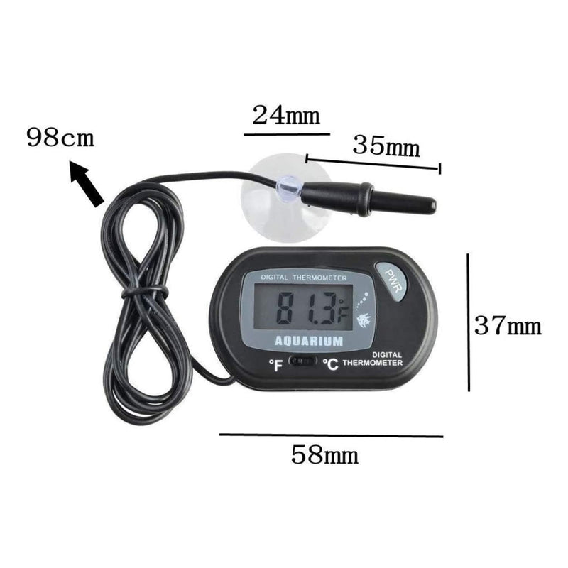 JZK 2 x Small digital aquarium thermometer with suction cups & probe & battery, water temperature gauge meter for marine fish tank, incubator, reptile tank - PawsPlanet Australia
