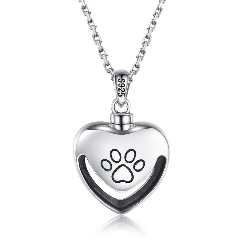 [Australia] - Puppy Sterling Silver Urn Memotial Necklaces for Dog Ashes Forever Together Paw Print Cremation Labrador Retriever Memorial Urns Keepsake Pendant Necklace Jewelry Gifts three paw print 