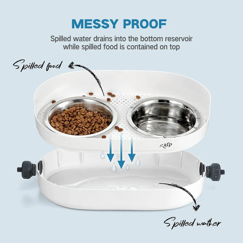 ALL FOR PAWS 3 In 1 Elevated Double Dinner, (44x26x19CM), Raised Pet Bowls for Cats and Dogs Adjustable Elevated Feeder Bowls, Good for Pets'Digestion and Joints(S) S - PawsPlanet Australia