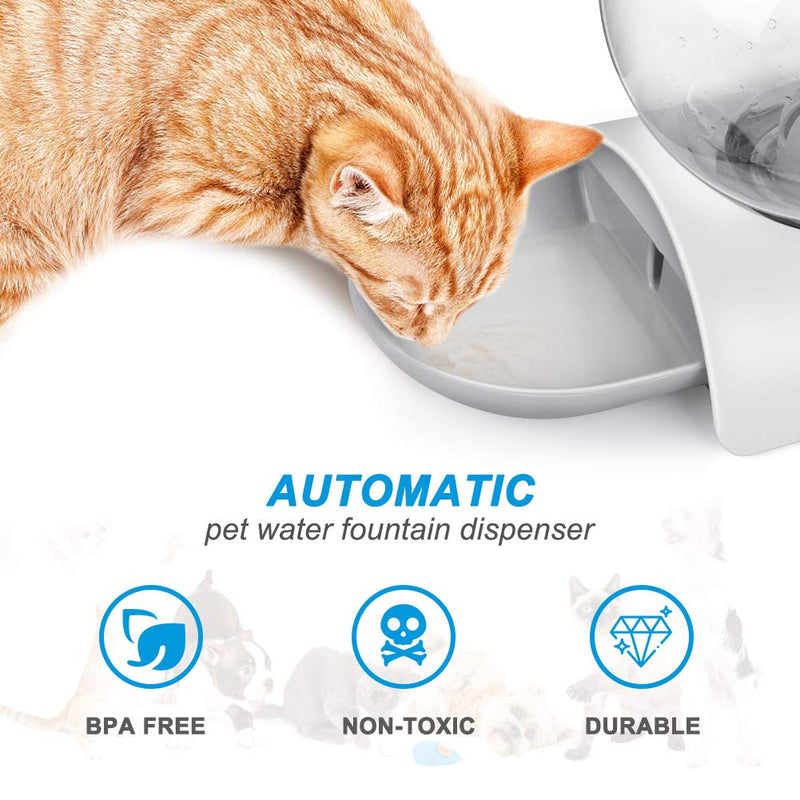 Laelr Cat Water Dispenser, Automatic Pet Dog Water Drinking Bowl Water Feeder Dispenser Station Water Supplies Large Capacity Fountain Stand for Small Medium Dog Cat Animals 2.8 L, Grey - PawsPlanet Australia