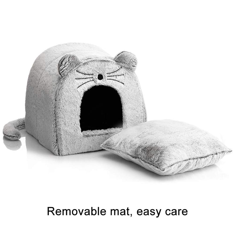 [Australia] - Hollypet Self-Warming Mouse Pet Bed Warm Cave Nest Sleeping Bed Puppy House for Cats and Small Dogs, Gray 