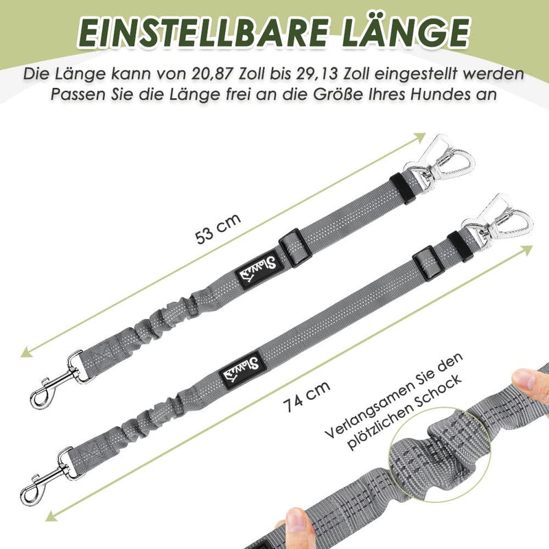 SlowTon Dog Harness with Seat Belt for Car, Breathable Harness Dog, Seat Belt with 2 Carabiner Hooks for Attaching to Seat Belt Buckle or Trunk (Grey, M) B-Grey - PawsPlanet Australia