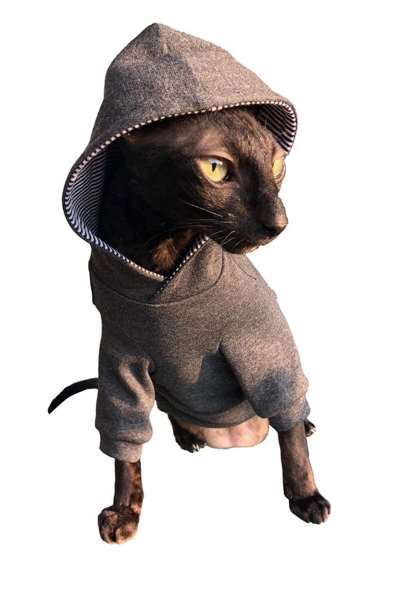 Sphynx Cat Dark grey Hoodie Home sweet home KotomodaCatWear Cat Clothes For Naked and HairlessCats (XS) XS - PawsPlanet Australia