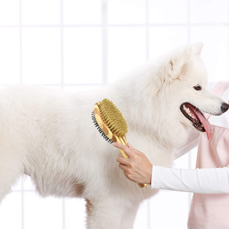 YMWALK Pet Grooming Brush for Dogs & Cats,Double Sided Dog Pin Brush and Soft Bristle Brush,Dog Comb Massage and Brush for Cleaning Loose Fur & Dirt for Long and Short Hair Dogs or Cats - PawsPlanet Australia