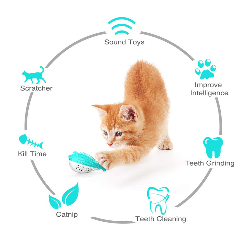 [Australia] - Cat Toothbrush Catnip Toy,Cat Interactive Toys, Kitty Playing Feeding Fish Toy with Bell for Kitten Kitty Cats Teeth Cleaning, Pets Toy 