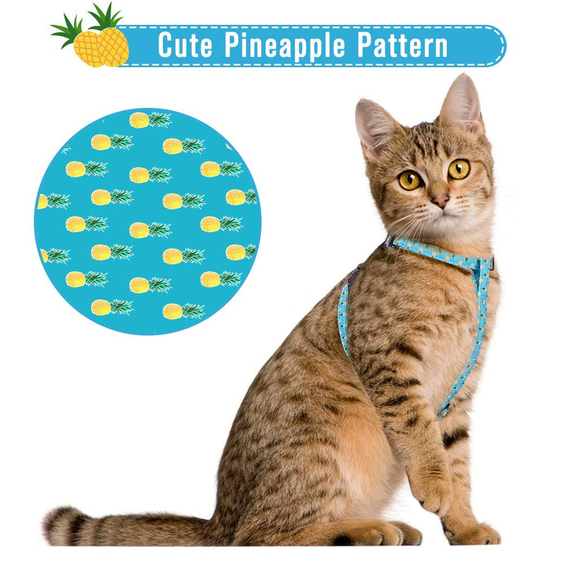 Cat Harness and Lead Set, Escape Proof Vest Harness for Outdoor Walking, Adjustable Soft Pet Kitten Harness Chest Strap with Pineapple Patterns, Fit for Most Size Cats - PawsPlanet Australia