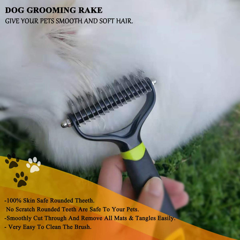 LBMBAIC Undercoat Rake for Dogs with 9+17 Double Sides Tooth Safe Dog Grooming Brush for Deshedding Mats & Tangles Removing Pet's Hair for Long Hair Cats& Dogs Brush for Shedding. - PawsPlanet Australia