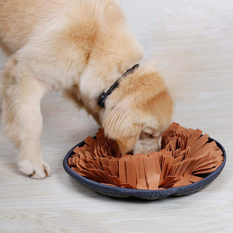 VOANZO Pet Sniffing Feeding Mat Round Dog Training Blanket Washable Dog Foraging Mat Stress Release Pad Pet Sniff Training Mat (brown) - PawsPlanet Australia