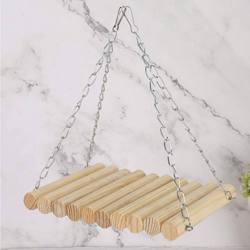 Zerodis 13 * 20cm Parrot Swing, Wooden Natural Log Swing Stripe Toy Parrots Hanging Swing for Chinchilla Squirrels Totoro Squirrel - PawsPlanet Australia