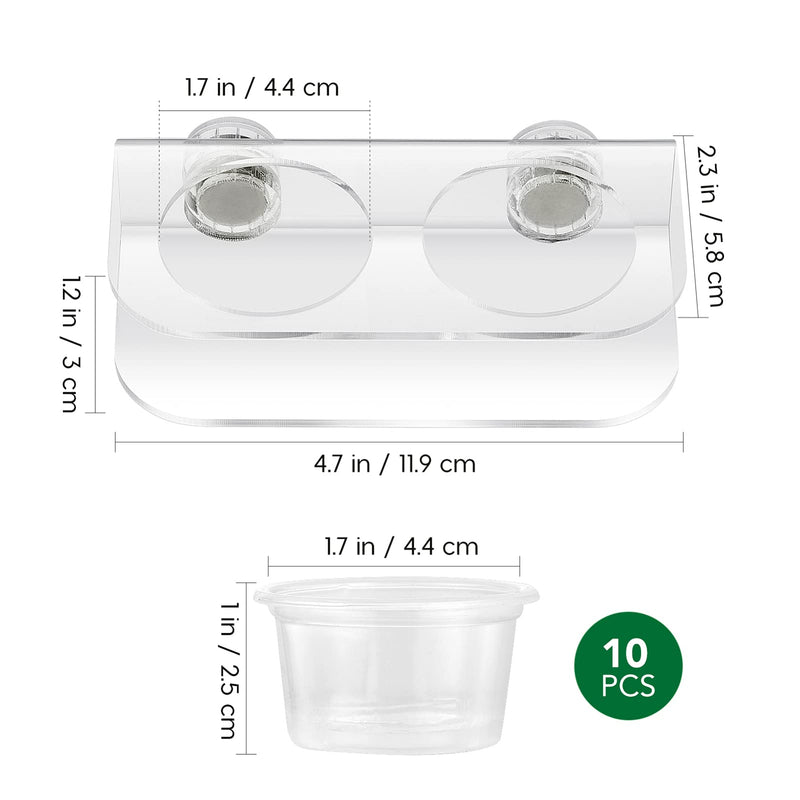 POPETPOP Reptile Feeder with 10Pcs Plastic Bowls- Reptile Food Bowl Water Dish Transparent Feeding Basin for Gecko Lizard Snakes - PawsPlanet Australia