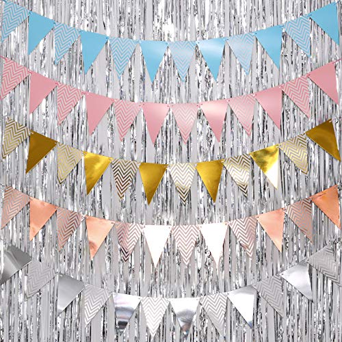 Airssory 5 Sets Pennant Banners Triangle with Wave Pattern Garland Bunting Flag for Birthday Party Grand Opening Christmas Decorations #03 - PawsPlanet Australia