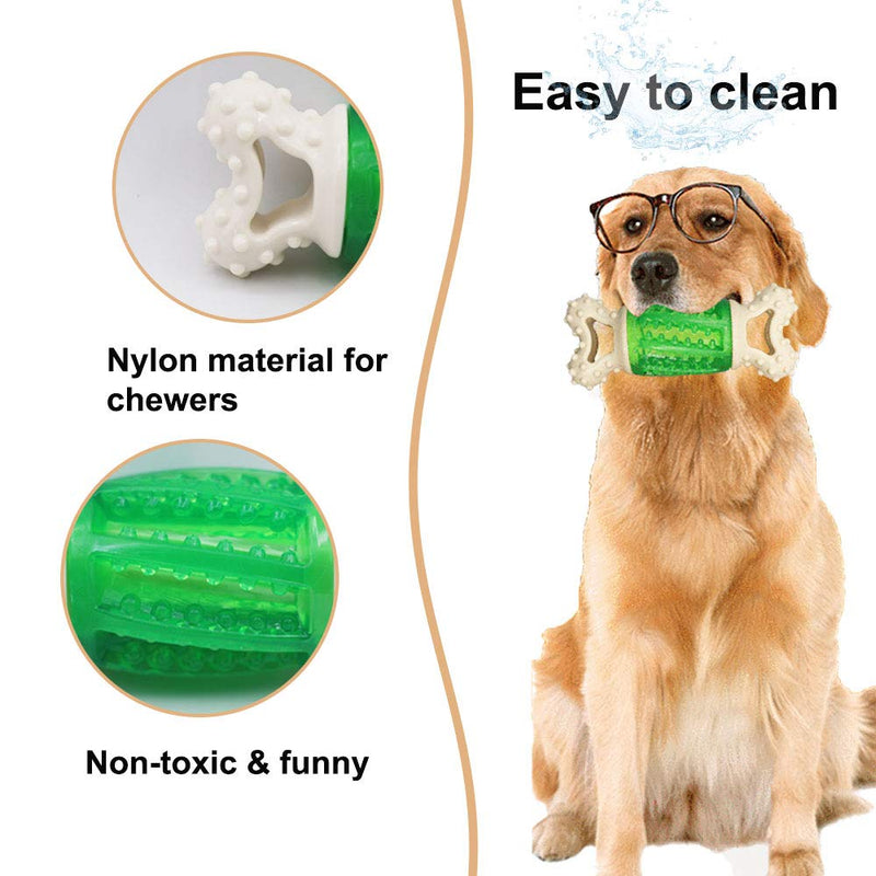 Dog Chew Toy, Multi-function 3 in 1 Bone Dog Chew Toy with Dog Toothbrush, Treat Dispenser and Squeaky Sound for Health, Training and Fun - PawsPlanet Australia