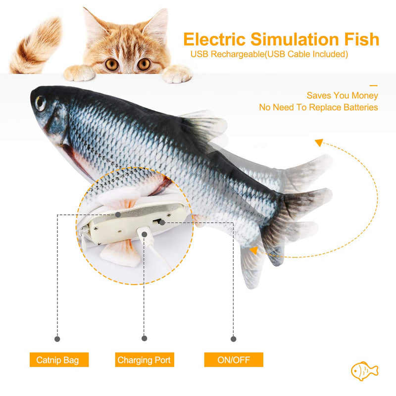 CestMall Moving Catnip Fish Toys for Cats, Realistic Plush Electric Flopping Fish Cat Toy, Funny Interactive Wagging Cat Toys - Perfect Kitty Toy for Biting, Chewing and Kicking - PawsPlanet Australia