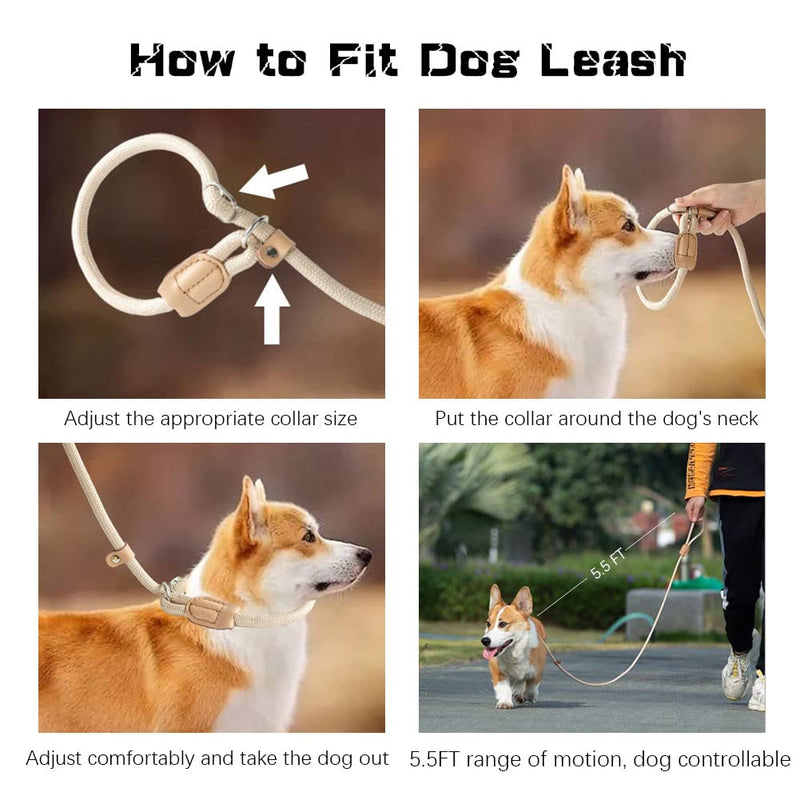 Awpland house leash for dogs, durable nylon slip leash dog with sling, training leash slip leash for large, medium and small dogs, prevents healing brown - PawsPlanet Australia