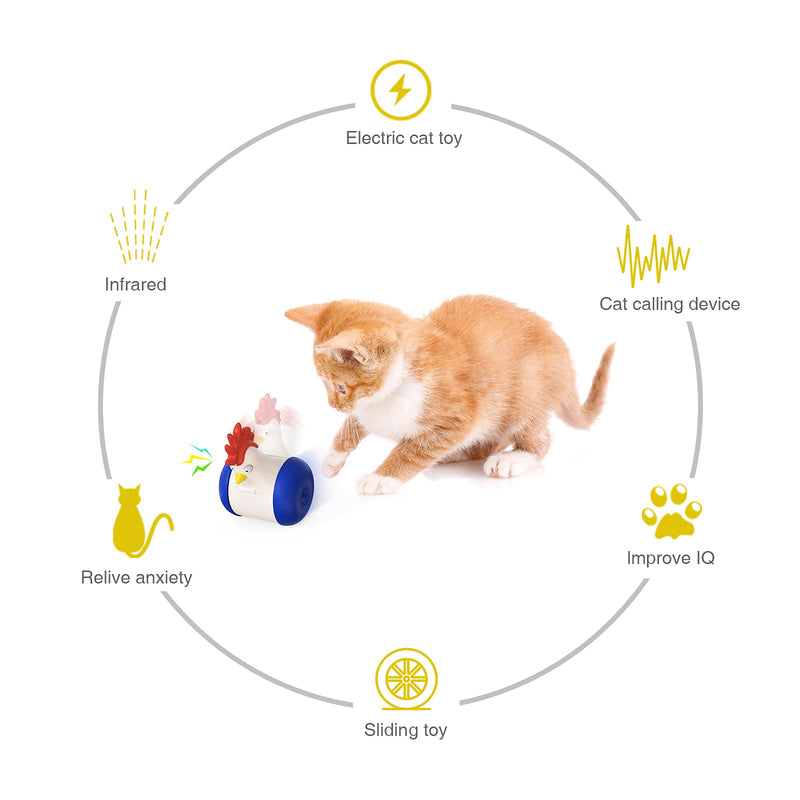 Cat Teaser Toy, Multifunctional Interactive Cat Laser Toy, Indoor, Squeaking, Cat Calling, Self-Weight Balance, Touch Sensor, Recharge, Movable, Healthy and Safe Blue - PawsPlanet Australia