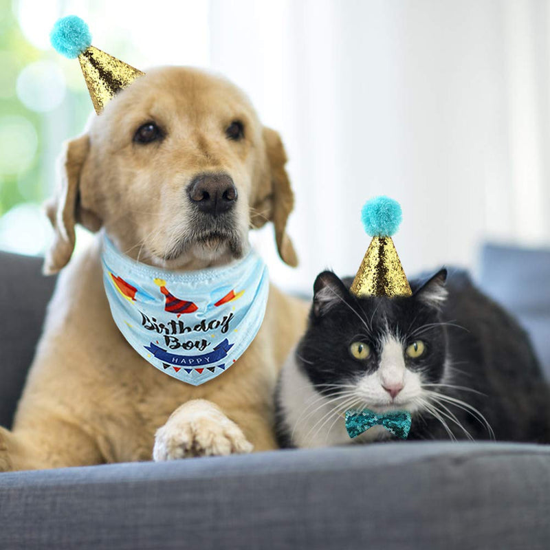 Beelike Dog Birthday Party Supplies: Dog Birthday Hat, Dog Birthday Bandana, Happy Birthday Banner, Perfect Pet Puppy Cat Birthday Party Decorations for Small Medium Dog Blue - PawsPlanet Australia