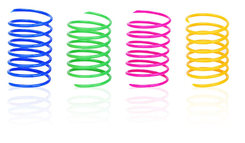 DMFSHI Cat Spring Toy, 64 PCS Colourful Springs Cat Toys, Plastic Coil Spiral Springs Durable Interactive Toys for Cat Kitten Pets, Cat Toys for Swatting, Biting, Hunting - PawsPlanet Australia