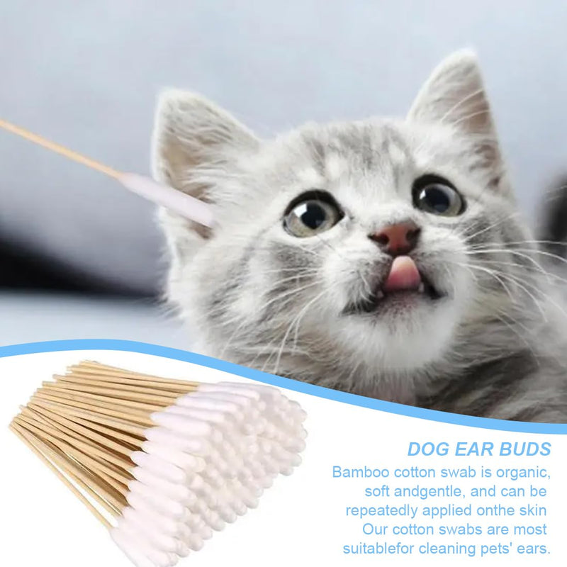 BCBF Pack of 200 long cotton swabs, ear swabs, dog ear cleaners, pets ear cleaners, long, ear cleaning swabs pet with wide head for pets, dogs, cats - PawsPlanet Australia