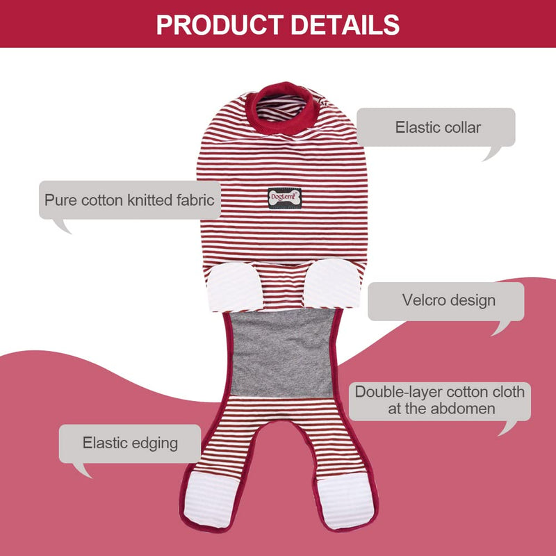 Vanansa Wound Protection Suits for Dogs, Protective Clothing for Dogs After Surgery, Breathable Recovery Suit for Small Medium Large Dogs, Striped Red, XL Striped Red - PawsPlanet Australia