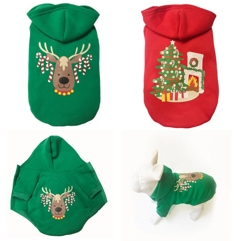 Popetpop Dog Puppy Dress Skirt Pet Winter Clothes Vest Shirts Xmas Party Elk Design Size S Green - PawsPlanet Australia