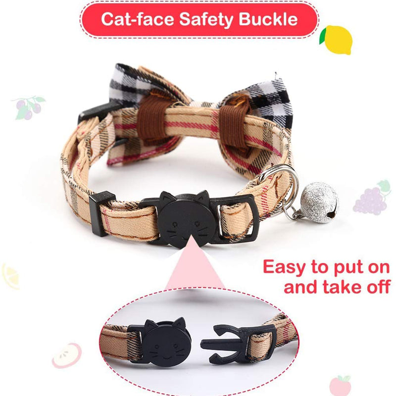 2 Pack/Set Cat Collar Breakaway with Cute Bow Tie and Bell for Kitty and Some Puppies, Adjustable from 7.8-10.5 Inch - PawsPlanet Australia