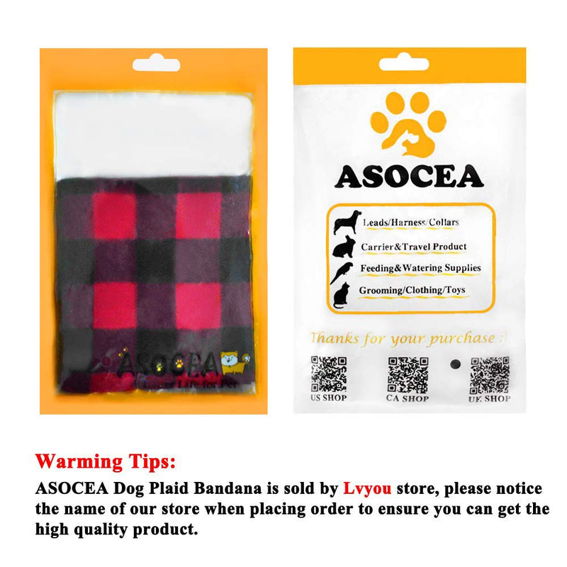 [Australia] - ASOCEA Dog Plaid Bandana Washable Triangle Bibs Cotton Kerchief Scarf Accessories for Small Medium Dogs Puppy Birthday Party Holiday Daily Use 