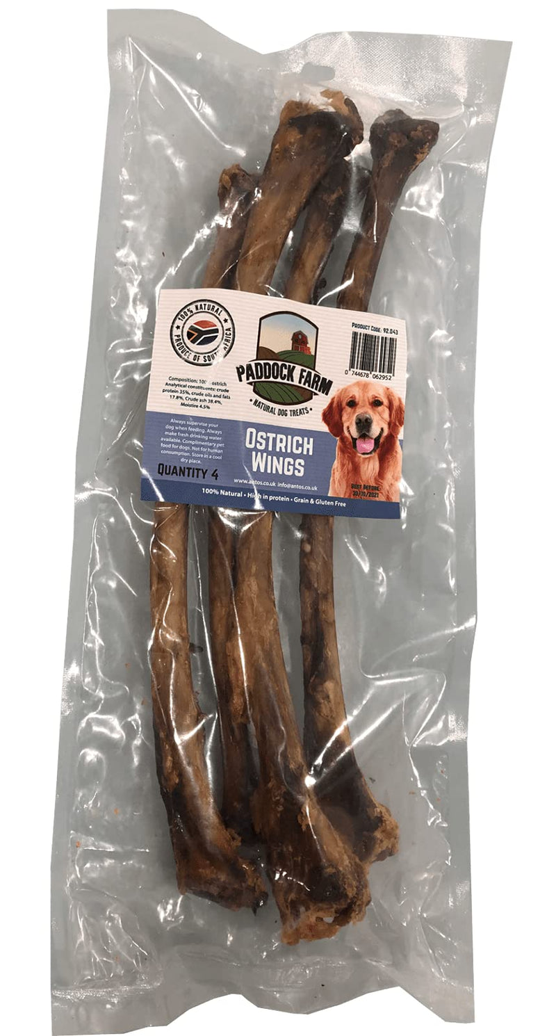 Ostrich Wings (4pk) Large Dried Bones for Dogs, Long Lasting, Large Natural Treat, Chew. - PawsPlanet Australia