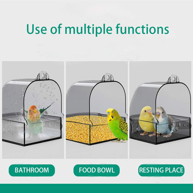 Hamiledyi Parrot Bath Box,Multifunctional Bird Bathroom Bath Box Cage Accessory Supplies External Wall-Mounted Bottom Can Be Pulled for Parrot Bluebird Love Bird Parakeet - PawsPlanet Australia