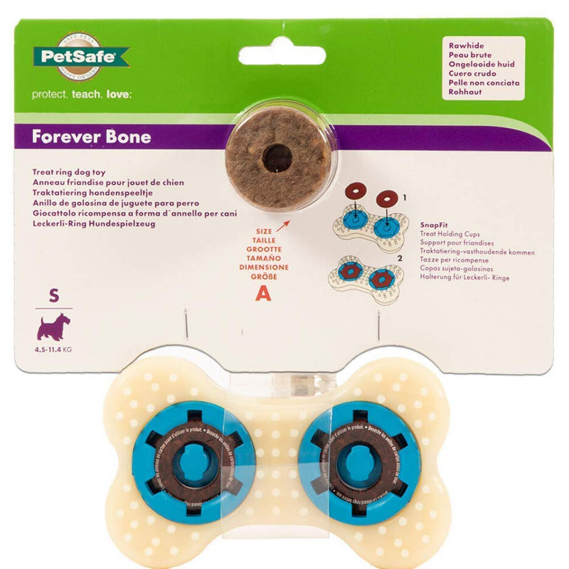 PetSafe Bundle Busy Buddy Forever Bone Dog Chew Toy, Treat Holding Dog Toy for Strong Chewers, Hard Wearing and All Natural Rawhide Treat Refill for Busy Buddy, Medium Refills - PawsPlanet Australia