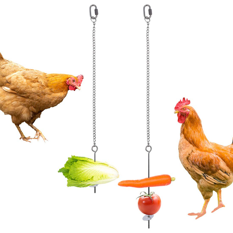 Geluode 2 Pcs Chicken Veggies Fruit Skewer,Stainless Steel Vegetable Fruit Chain Hanging Holder Food Feed Tool for Chicken Parrot Bird - PawsPlanet Australia