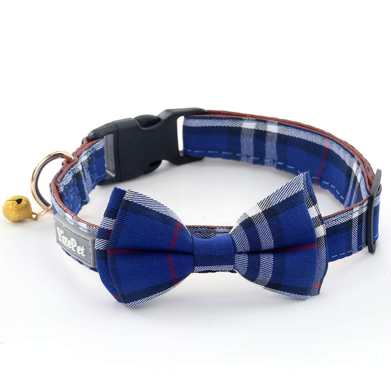 Yizepet Pet Dog Cat Collar with Bow tie, Adjustable Plaid Pet Dogs Cats Comfortable Durable Bowtie Collars for Small Medium Large Dogs Cats S blue - PawsPlanet Australia