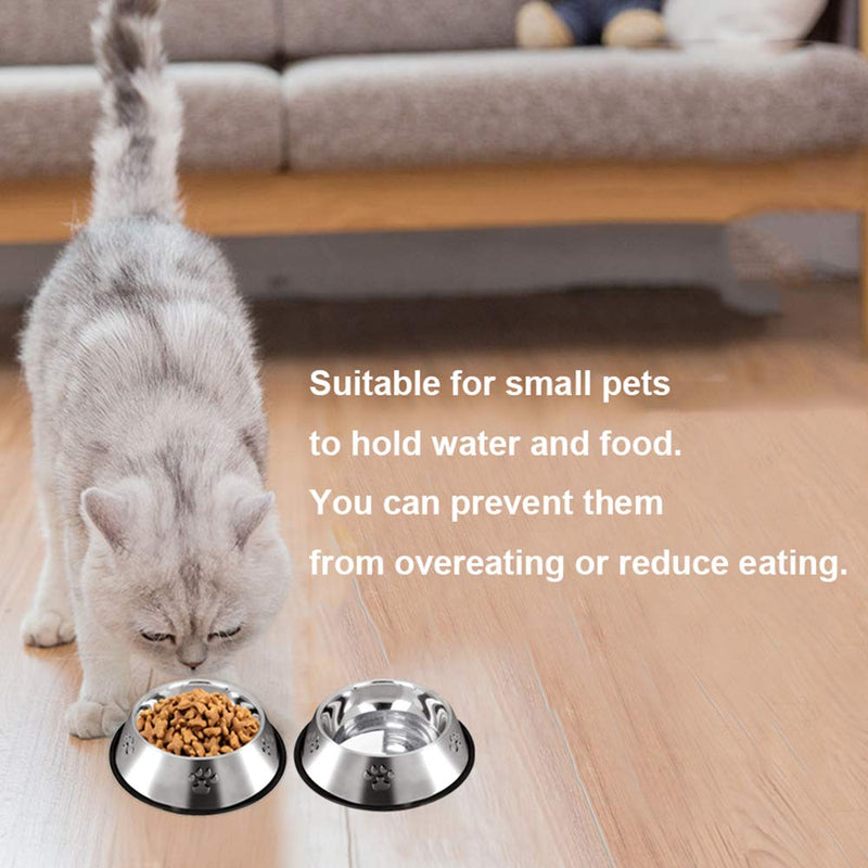 Metal Cat Food Bowl,Non-Slip Stainless Steel Cat Bowls Set of 2 -Cat Water Bowl and Cat Food Bowl,Kitten Bowl Suitable for Feeding And Water Metal Cat Bowls (XS（15cm/5.9in）) - PawsPlanet Australia