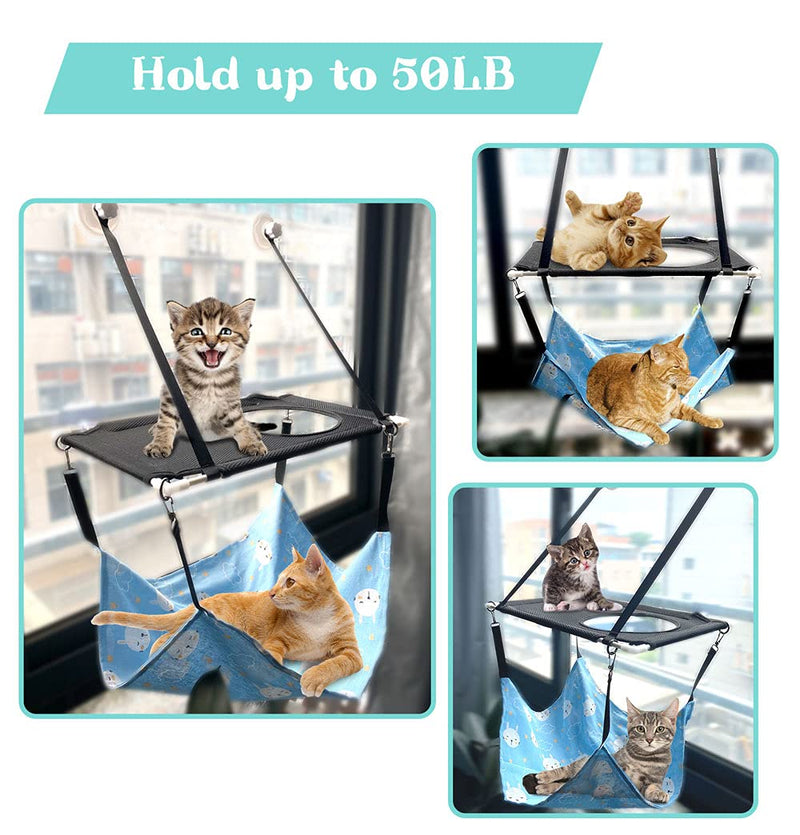 Sulevalt Cat Window Hammock, Cat Double Hammock Cat Window Perch, Safety Space Saving Cat Bed, All Around 360° Sunbath Pet Bed with 2021 Latest Screw Suction Cups Holds Up to 50 LBS - PawsPlanet Australia