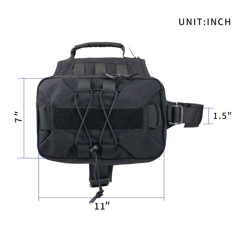 [Australia] - EXCELLENT ELITE SPANKER Dog Pack Hound Dog Saddle Bag Backpack for Travel Camping Hiking Medium & Large Dog with 2 Capacious Side Pockets Black 