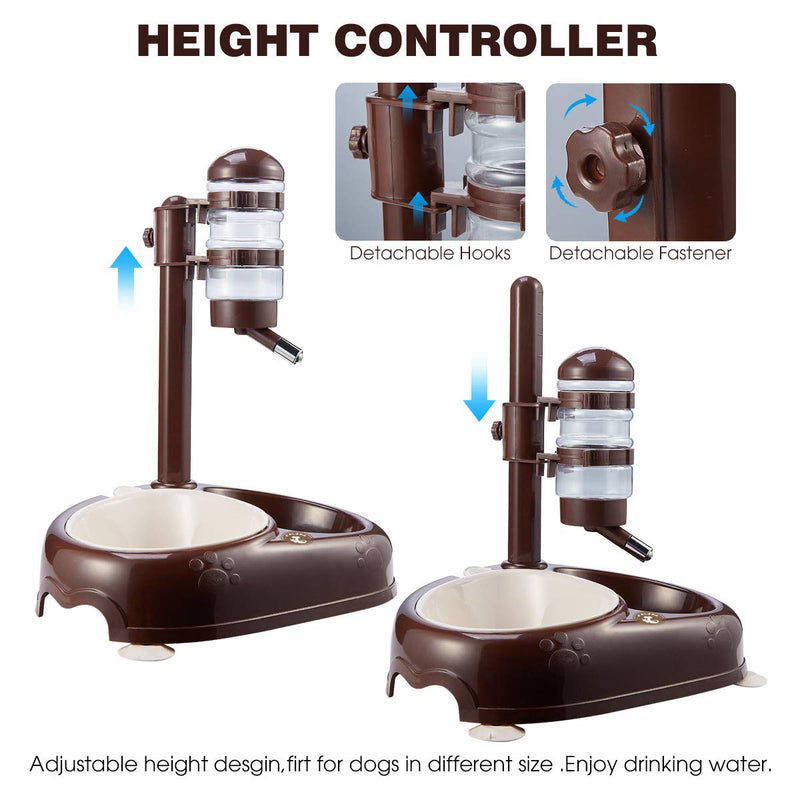 [Australia] - Pet Standing Water Dispenser Bowl- Multifunctional Automatic,Feeder for Dog and Cat Height Adjustable 450ml Water Bottle,Automatic Standing Water Dispenser, Detachable Pole Self-Feeder Whole Feeding Set 