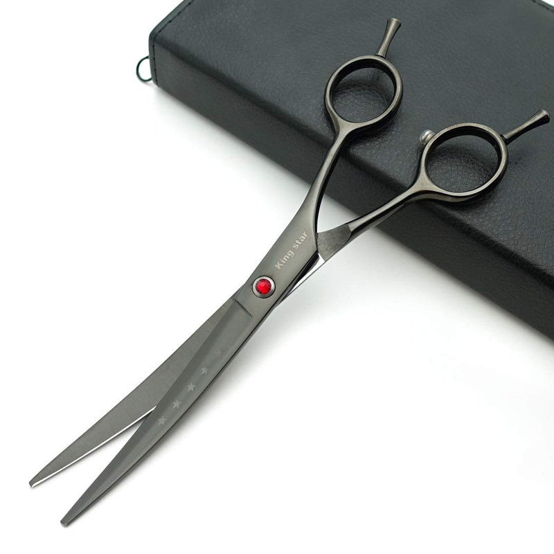 Kingstar Professional Pet Grooming Scissors Set Straight Scissors Thinning Scissors Curved Scissors with Comb case Comb 7 inches 7 inches Titatium-black set - PawsPlanet Australia