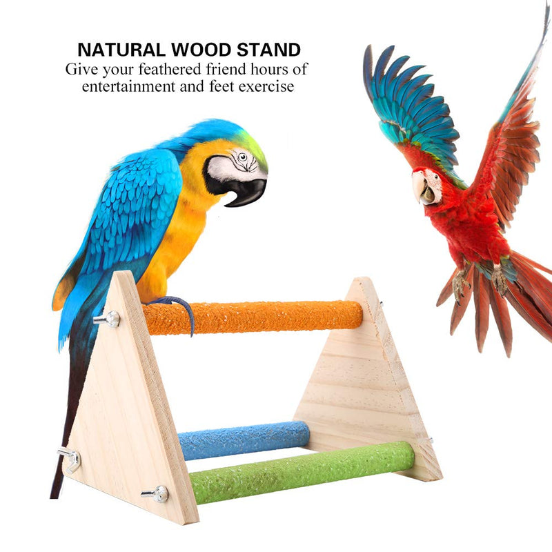 Tnfeeon Wooden Perch for Bird, Colorful Bird Cage Standing Toy Grinding Claw Perches toy for Parrots Parakeets Macaws Pet Birds[Triangle] - PawsPlanet Australia